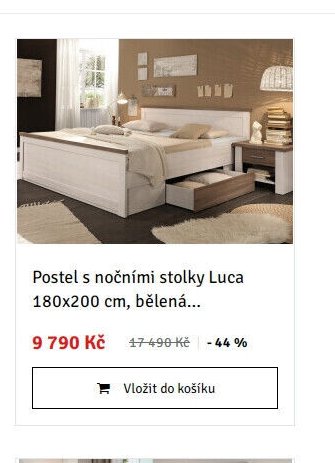 Postel s nočními stolky Luca 180x200 cm, bělená
