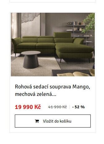Rohová sedací souprava Mango, mechová zelená