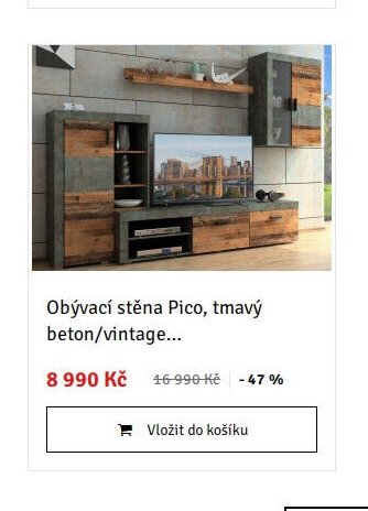 Obývací stěna Pico, tmavý beton/vintage