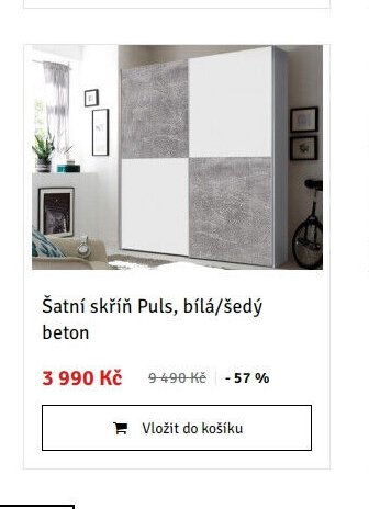 Šatní skříň Puls, bílá/šedý beton