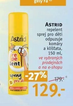 ASTRID repelent sprej pro děti odpuzuje komáry a klíšťata, 150 ml