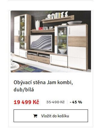 Obývací stěna Jam kombi, dub/bílá