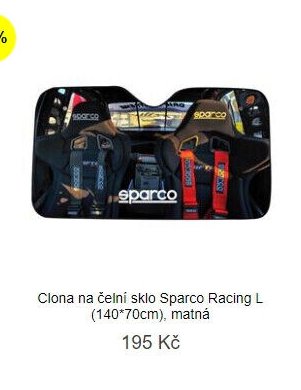Clona na čelní sklo Sparco Racing L (140*70cm), matná