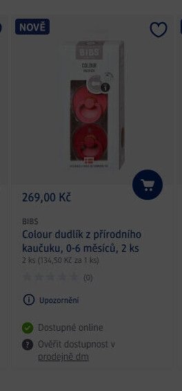 BIBS Colour dudlík z přírodního kaučuku, 0-6 měsíců, 2 ks - dm drogerie aktualniletaky.eu
