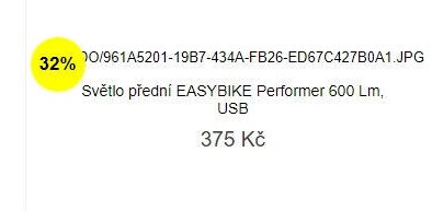 Světlo přední EASYBIKE Performer 600 Lm, USB