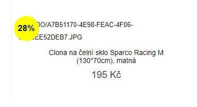 Clona na čelní sklo Sparco Racing M (130*70cm), matná