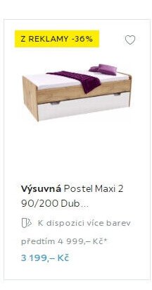 Výsuvná Postel Maxi 2 90/200 Dub
