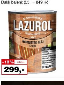 LAZUROL Napouštěcí olej S1039