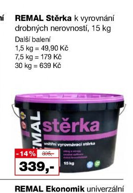 REMAL Stěrka k vyrovnání drobných nerovností, 15 kg