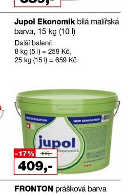 Jupol Ekonomik bílá malířská barva, 15 kg (10 l)