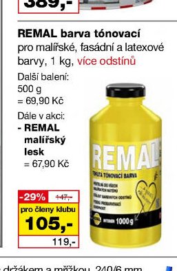 REMAL barva tónovací pro malířské, fasádní a latexové barvy, 1 kg