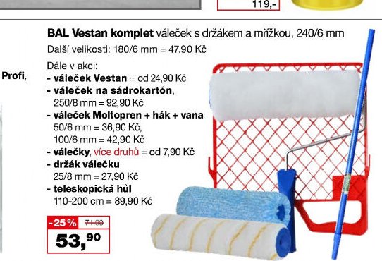 BAL Vestan komplet váleček s držákem a mřížkou, 240/6 mm
