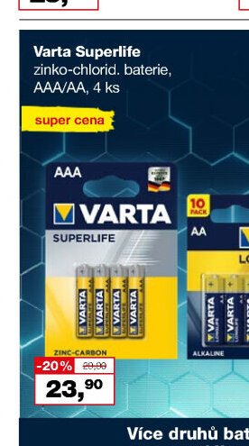 Varta Superlife zinko-chlorid. baterie