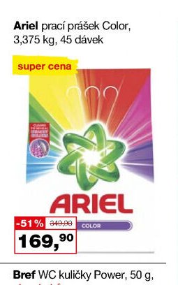 Ariel prací prášek Color, 3,375 kg, 45 dávek