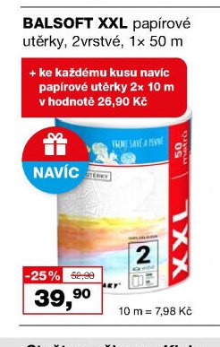 BALSOTH XXL papírové utěrky, 2vrstvé, 1x 50 m