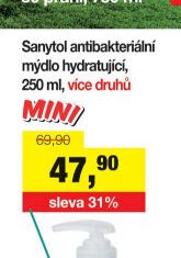 Sanytol antibakteriální mýdlo hydratující, 250 ml, více druhů
