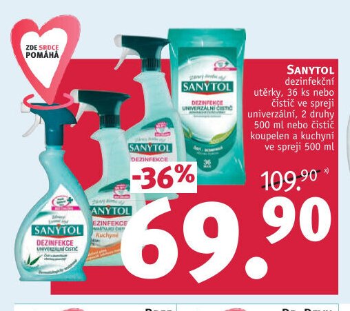 SANYTOL dezinfekční čistič ve spreji univerzální, 2 druhy 500 ml nebo čistič koupelen a kuchyní ve spreji 500 ml