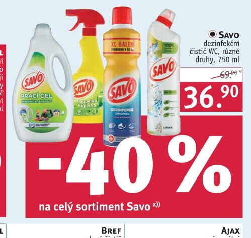 SAVO dezinfekční čistič WC, různé druhy, 750 ml