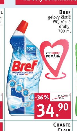 BREF gelový čistič WC, různé druhy, 700 ml