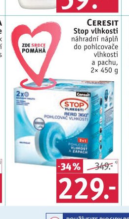 CERESIT Stop vlhkosti náhradní náplň do pohlcovače vlhkosti a pachu, 2x 450 g