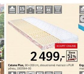 Catana Plus, 90x200 cm, oboustranná matrace s PUR pěnou, 1003564-00