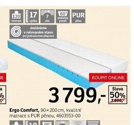 Ergo Comfort, 90x200 cm, kvalitní matrace s PUR pěnou, 4603553-00