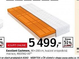 Excellent Cashmere, 90x200 cm, kvalitní ortopedická matrace, 4603562-00