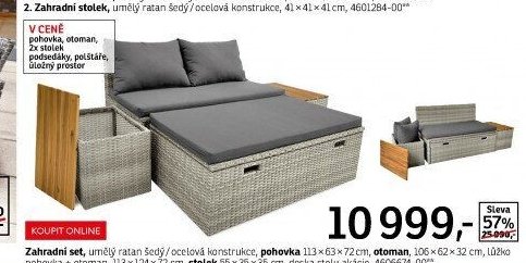 Zahradní set (pohovka, otoman, stolek)