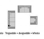 Trojsedák + dvojsedák + křeslo
