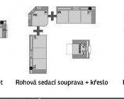 Rohová sedací souprava + křeslo