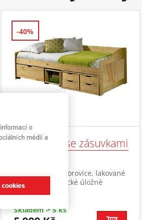 Postel se zásuvkami