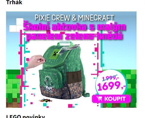 Školní aktovka s malým panelem zeleno-hnědá