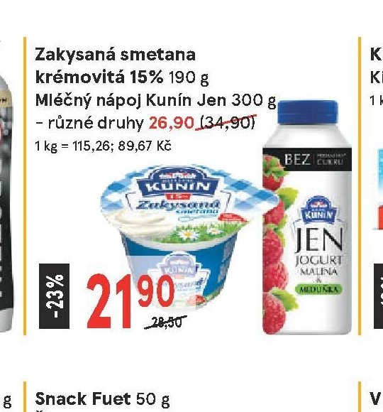 Zakysaná smetana, Mléčný nápoj Kunín Jen 300 g - Žabka aktualniletaky.eu