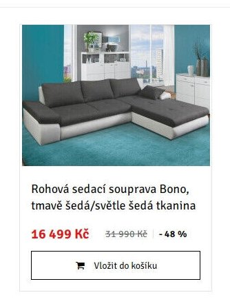 Rohová sedací souprava Bono, tmavě šedá/světle šedá tkanina