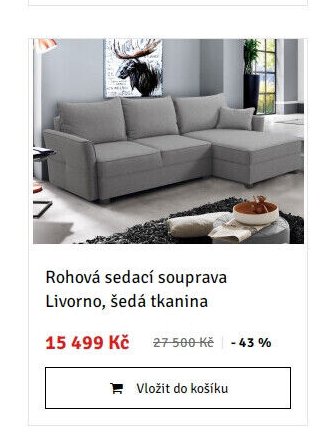 Rohová sedací souprava Livorno, šedá tkanina