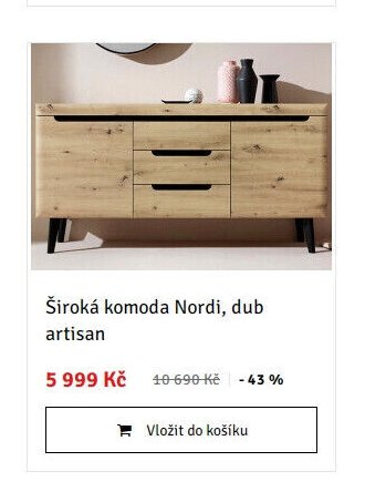 Široká komoda Nordi, dub artisan