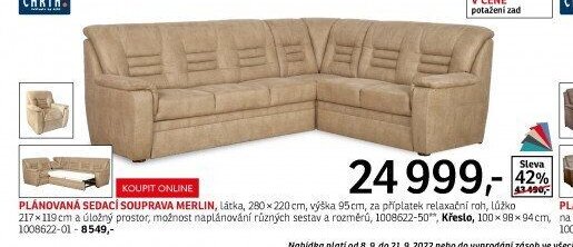 Plánovaná sedací souprava Merlin