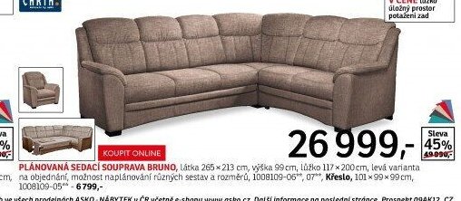 Plánovaná sedací souprava Bruno