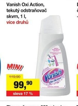 Vanish Oxi Action, tekutý odstraňovač skvrn