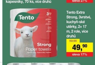 Tento Extra Strong, 3vrstvé, kuchyň-ské utěrky, 2x 17 m, 2 role, více druhů