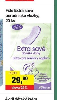 Fide Extra savé porodnické vložky, 20 ks