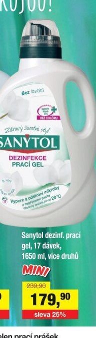 Sanytol dezinf. prací gel, 17 dávek, 1650 ml, více druhů