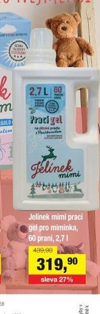 Jelínek mimi prací gel pro miminka, 60 praní, 2,7 l