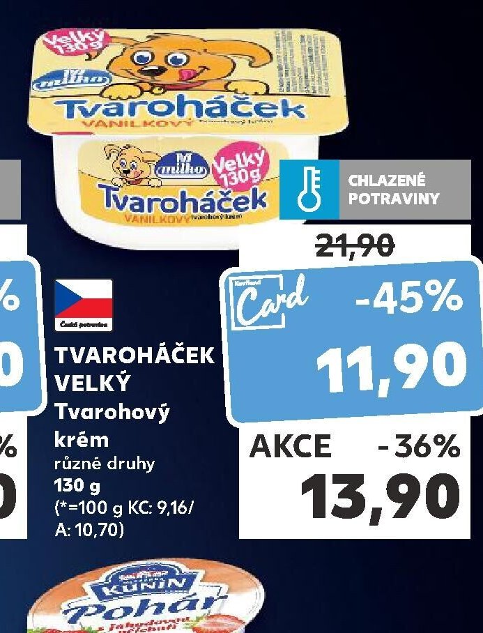 TVOROHÁČEK VELKÝ Tvarohový krém různé druhy 130 g