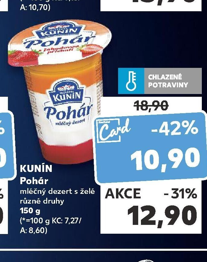 KUNÍN Pohár mléčný dezert s želé různé druhy 150 g