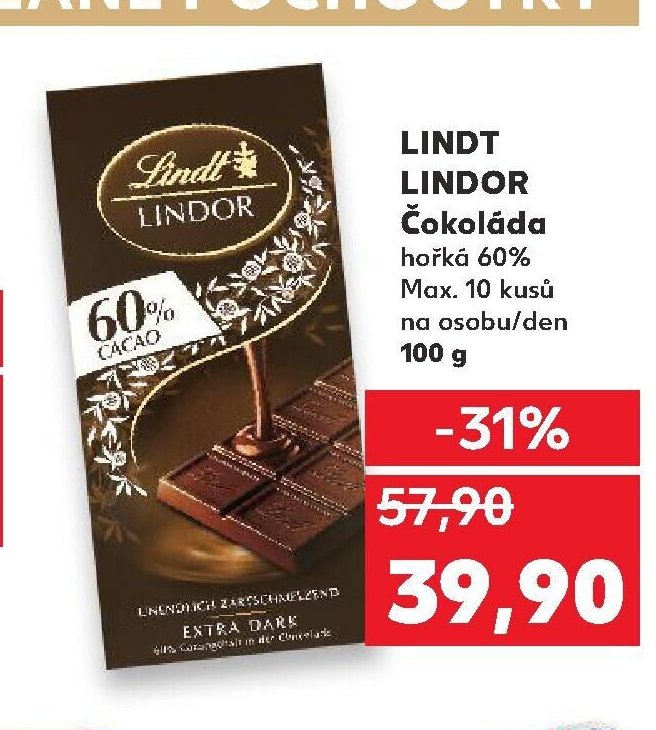 LINDT LINDOR Čokoláda hořká 60%