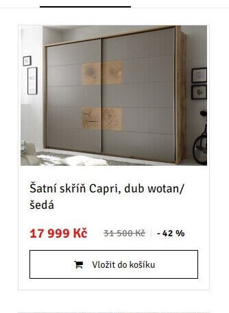 Šatní skříň Capri, dub wotan/šedá