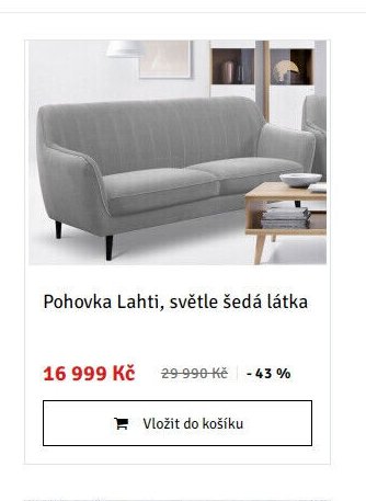 Pohovka Lahti, světle šedá látka