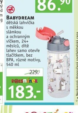 Babydream dětská lahvička se slámkou
