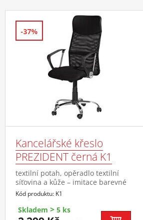 Kancelářské křeslo PREZIDENT černá K1